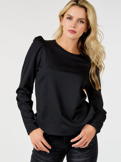 WOMEN'S LONG PUFF SLEEVE SOLID TOP