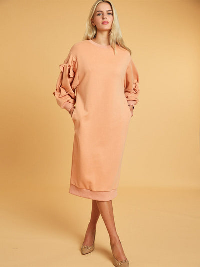 WOMEN'S LONG SLEEVE TUNIC LOOSE FIT MIDI SWEATER DRESS