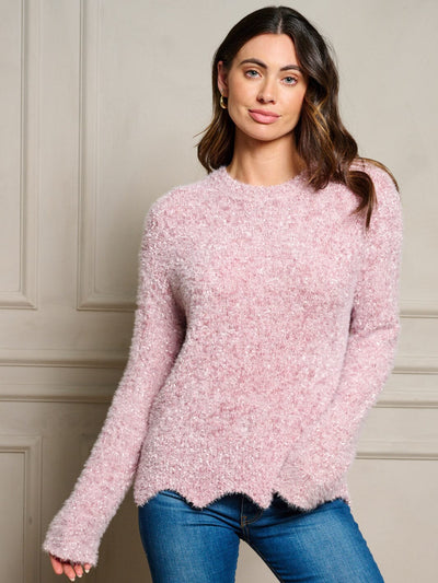 WOMEN'S LONG SLEEVE FUZZY PULLOVER SWEATER