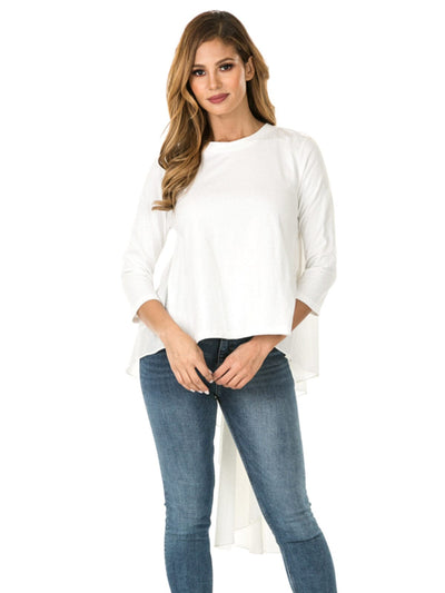 WOMEN'S 3/4 SLEEVE SOLID BACK DETAILED TOP