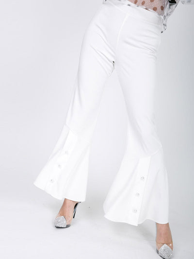 WOMEN'S ZIP UP PEARL BELL BOTTOMS PANTS