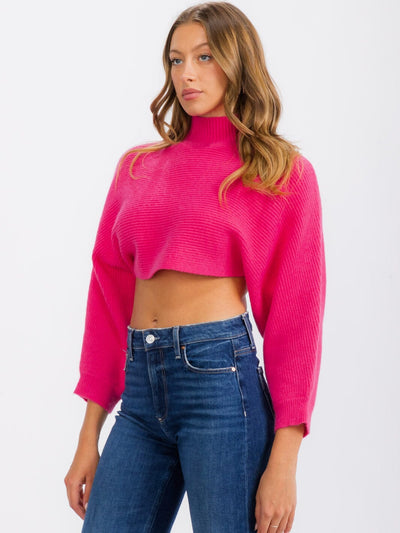 WOMEN'S LONG SLEEVE MOCK NECK CROP TOP