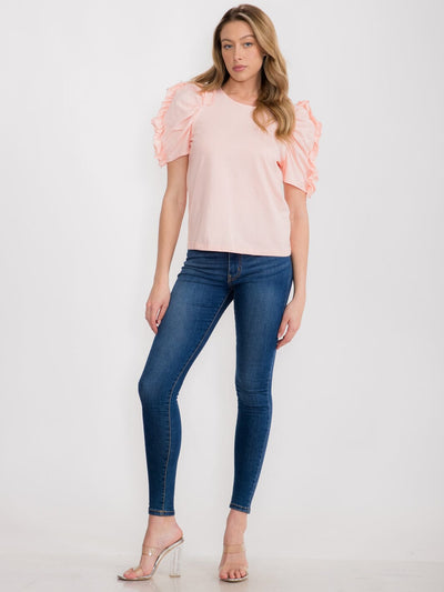 WOMEN'S SHORT PUFF SLEEVE DETAILED BLOUSE