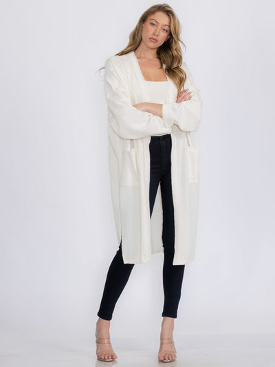 WOMEN'S LONG SLEEVE OPEN FRONT POCKETS CARDIGAN