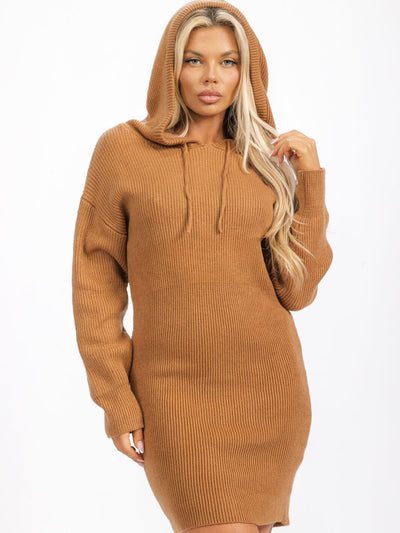 WOMEN'S LONG SLEEVE HOODED BODYCON MINI DRESS