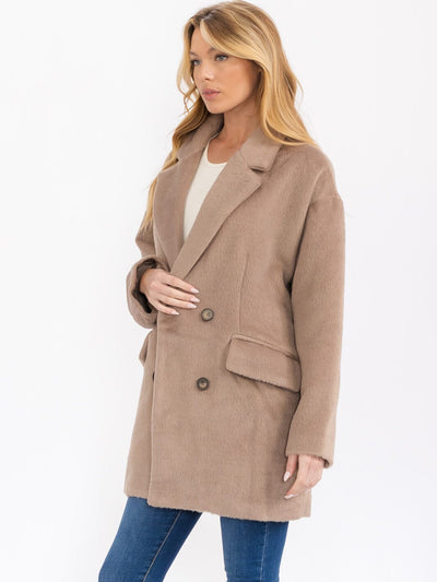 WOMEN'S LONG SLEEVE BUTTON CLOSURE COAT