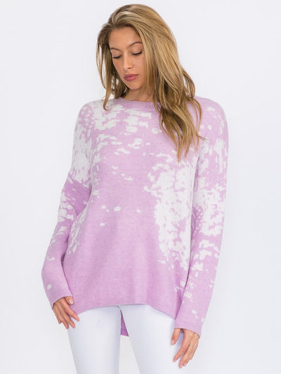 WOMEN'S LONG SLEEVES PULLOVER HIGH-LOW COLORBLOCK TIE DYE SWEATER