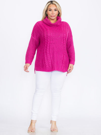 PLUS SIZE LONG SLEEVES PULLOVER TURTLE NECK SWEATER