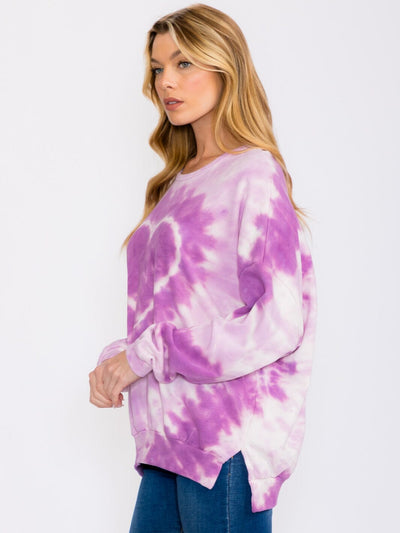 WOMEN'S LONG SLEEVES TIE DYE COLORBLOCK PULLOVER SWEATER