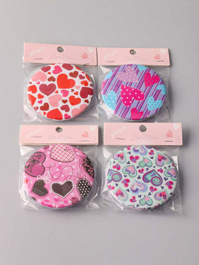 FASHION ASSORTED COLORS HEART COMPACT MIRROR