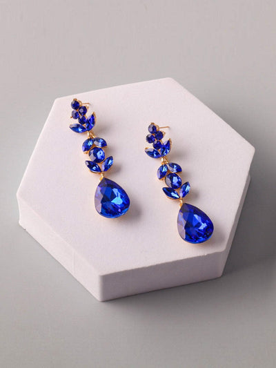 WOMEN'S GOLD BLUE STONES EARRINGS