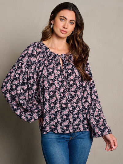 WOMEN'S LONG SLEEVE TUNIC FLORAL BLOUSE TOP