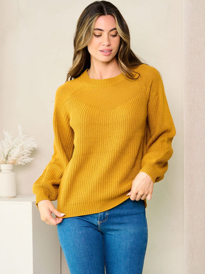 WOMEN'S LONG BALLON SLEEVE KNIT SWEATER