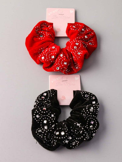 FASHION ASSORTED COLORS STUDS SCRUNCHIES