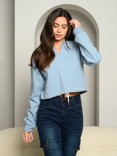 WOMEN'S LONG SLEEVE V-NECK SWEATER