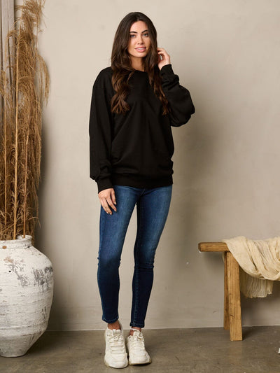 WOMEN'S LONG SLEEVE SOLID PULLOVER SWEATER