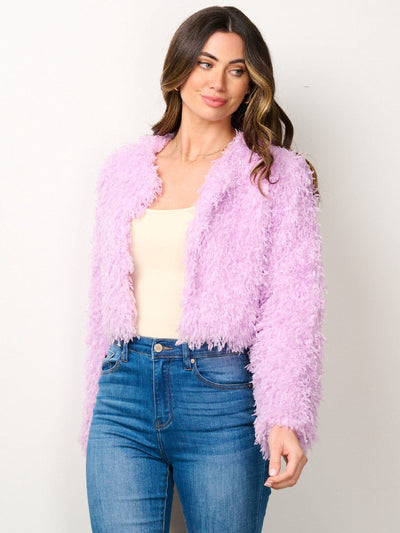 WOMEN'S LONG SLEEVE OPEN FRONT FUZZY BLAZER