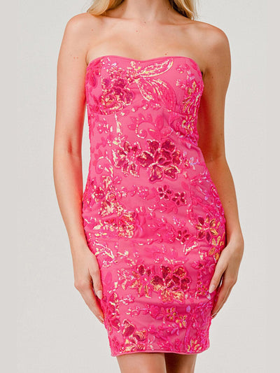 WOMEN'S SLEEVELESS BODYCON SEQUINS FLORAL MINI DRESS