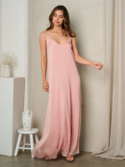 WOMEN'S SLEEVELESS V-NECK OPEN BACK MAXI DRESS