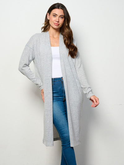 WOMEN'S LONG SLEEVE OPEN FRONT SOLID CARDIGAN