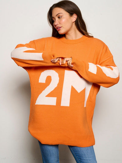 WOMEN'S LONG SLEEVE COLORBLOCK PULLOVER OVERSIZED SWEATER