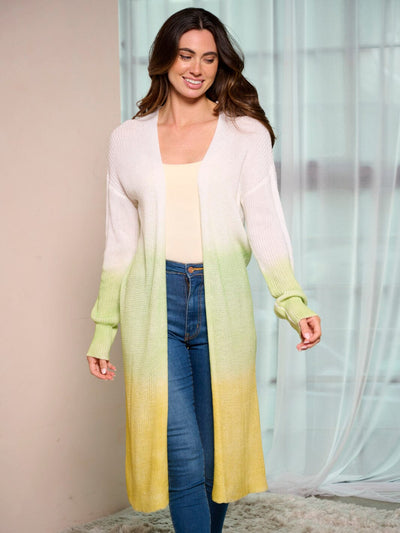 WOMEN'S LONG SLEEVE COLORBLOCK OPEN FRONT CARDIGAN