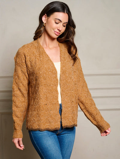 WOMEN'S LONG SLEEVE OPEN FRONT KNIT CARDIGAN