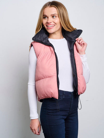 WOMEN'S SLEEVELESS ZIP UP FRONT POCKETS PADDED REVERSIBLE VEST