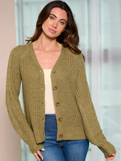 WOMEN'S LONG SLEEVE BUTTON UP KNIT SWEATER CARDIGAN