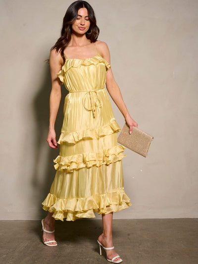 WOMEN'S SLEEVELESS RUFFLE TIERED MAXI DRESS