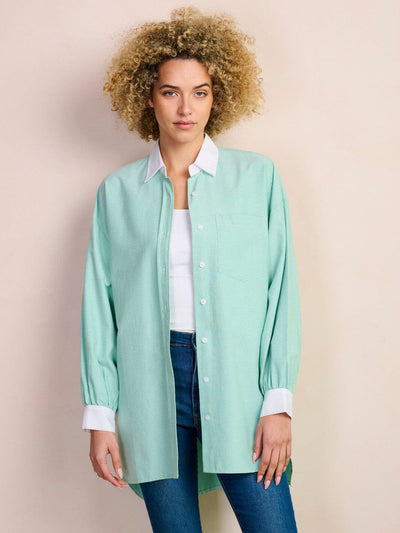 WOMEN'S LONG SLEEVE BUTTON UP OVERSIZED BLOUSE TOP