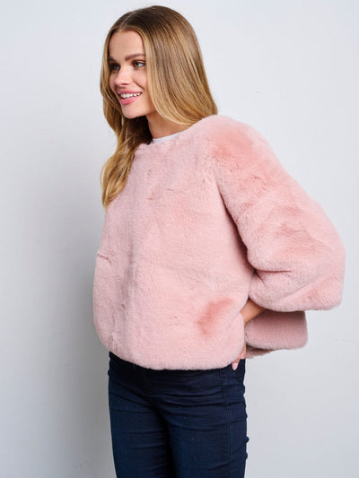 WOMEN'S 3/4 SLEEVES PULLOVER SOLID FUZZY SWEATER