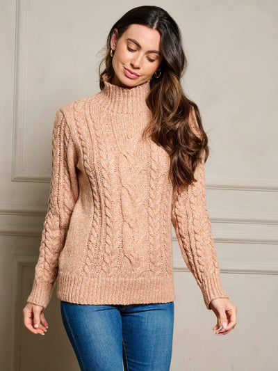 WOMEN'S LONG SLEEVE MOCK NECK DETAILED PULLOVER SWEATER