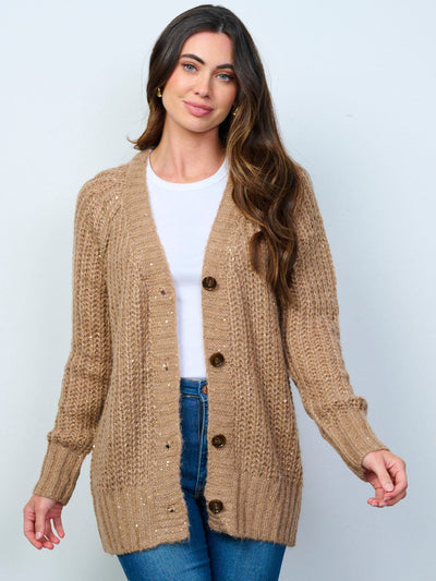 WOMEN'S LONG SLEEVES BUTTON UP KNIT CARDIGAN