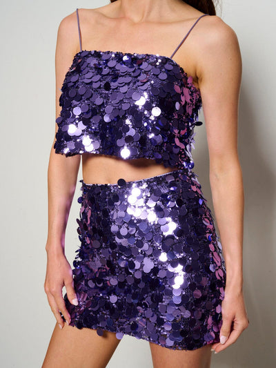 WOMEN'S SLEEVELESS SEQUINS CROP TOP