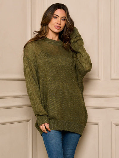 WOMEN'S LONG SLEEVE SOLID KNIT SWEATER