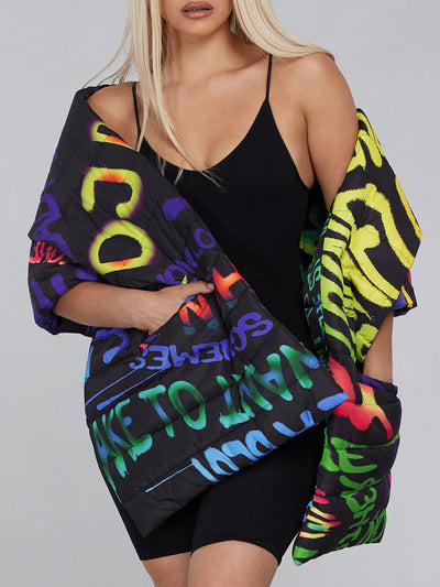 MULTI PRINT & COLOR PONCHO SCARF WITH POCKETS