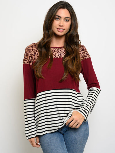 WOMEN'S LONG SLEEVES MULTI PRINT TOP