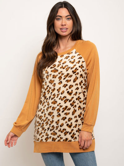 WOMEN'S LONG SLEEVE ANIMAL DETAILED FRONT TOP