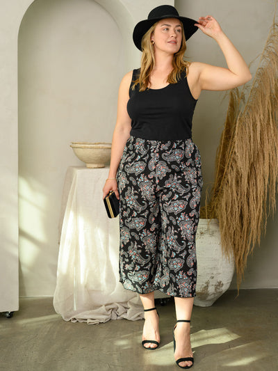 PLUS GAUZE FLORAL PRINT PANTS